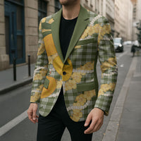 Uliuli Ahiahia Hawaiian Mango Palaka Blazer Aloha Hibiscus Pikake Lei LT9 - Polynesian Pride