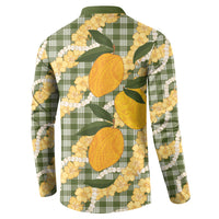 Uliuli Ahiahia Hawaiian Mango Palaka Button Sweatshirt Aloha Hibiscus Pikake Lei LT9 - Polynesian Pride
