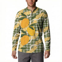 Uliuli Ahiahia Hawaiian Mango Palaka Button Sweatshirt Aloha Hibiscus Pikake Lei LT9 - Polynesian Pride
