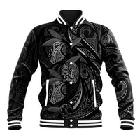 Hawaiian Mango Tribal Tattoo Baseball Jacket Black White Pacific Traditional Pattern LT9 Unisex Black - Polynesian Pride