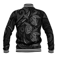 Hawaiian Mango Tribal Tattoo Baseball Jacket Black White Pacific Traditional Pattern LT9 - Polynesian Pride