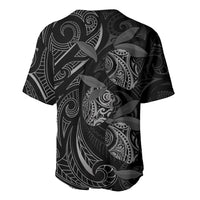 Hawaiian Mango Tribal Tattoo Baseball Jersey Black White Pacific Traditional Pattern LT9 - Polynesian Pride