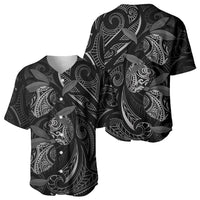 Hawaiian Mango Tribal Tattoo Baseball Jersey Black White Pacific Traditional Pattern LT9 - Polynesian Pride