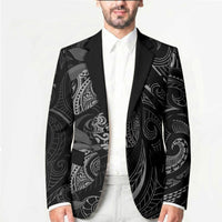 Hawaiian Mango Tribal Tattoo Blazer Black White Pacific Traditional Pattern LT9 - Polynesian Pride