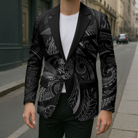 Hawaiian Mango Tribal Tattoo Blazer Black White Pacific Traditional Pattern LT9 - Polynesian Pride