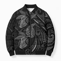 Hawaiian Mango Tribal Tattoo Bomber Puffer Jacket Black White Pacific Traditional Pattern LT9 Unisex Black - Polynesian Pride