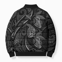 Hawaiian Mango Tribal Tattoo Bomber Puffer Jacket Black White Pacific Traditional Pattern LT9 - Polynesian Pride