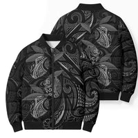 Hawaiian Mango Tribal Tattoo Bomber Puffer Jacket Black White Pacific Traditional Pattern LT9 - Polynesian Pride