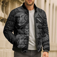 Hawaiian Mango Tribal Tattoo Bomber Puffer Jacket Black White Pacific Traditional Pattern LT9 - Polynesian Pride