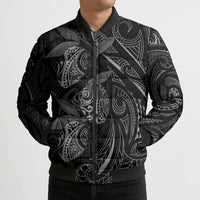 Hawaiian Mango Tribal Tattoo Bomber Puffer Jacket Black White Pacific Traditional Pattern LT9 - Polynesian Pride
