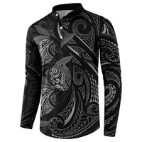 Hawaiian Mango Tribal Tattoo Button Sweatshirt Black White Pacific Traditional Pattern LT9 - Polynesian Pride