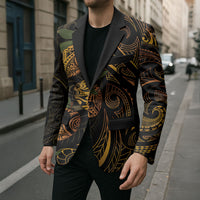 Hawaiian Mango Tribal Tattoo Blazer Gold Pacific Traditional Pattern LT9 - Polynesian Pride