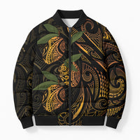 Hawaiian Mango Tribal Tattoo Bomber Puffer Jacket Gold Pacific Traditional Pattern LT9 Unisex Gold - Polynesian Pride