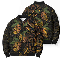 Hawaiian Mango Tribal Tattoo Bomber Puffer Jacket Gold Pacific Traditional Pattern LT9 - Polynesian Pride