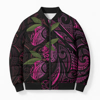 Hawaiian Mango Tribal Tattoo Bomber Puffer Jacket Pink Pacific Traditional Pattern LT9 Unisex Pink - Polynesian Pride