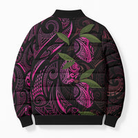 Hawaiian Mango Tribal Tattoo Bomber Puffer Jacket Pink Pacific Traditional Pattern LT9 - Polynesian Pride