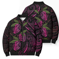 Hawaiian Mango Tribal Tattoo Bomber Puffer Jacket Pink Pacific Traditional Pattern LT9 - Polynesian Pride