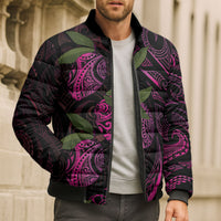 Hawaiian Mango Tribal Tattoo Bomber Puffer Jacket Pink Pacific Traditional Pattern LT9 - Polynesian Pride