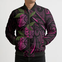 Hawaiian Mango Tribal Tattoo Bomber Puffer Jacket Pink Pacific Traditional Pattern LT9 - Polynesian Pride