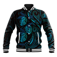 Hawaiian Mango Tribal Tattoo Baseball Jacket Teal Pacific Traditional Pattern LT9 Unisex Teal - Polynesian Pride