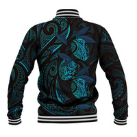 Hawaiian Mango Tribal Tattoo Baseball Jacket Teal Pacific Traditional Pattern LT9 - Polynesian Pride