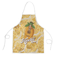 Hawaiian Mango Ukulele Apron Retro Yellow Hibiscus Pikake Lei LT9 Yellow - Polynesian Pride
