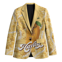 Hawaiian Mango Ukulele Blazer Retro Yellow Hibiscus Pikake Lei LT9 Unisex Yellow - Polynesian Pride