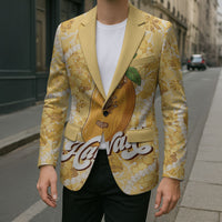 Hawaiian Mango Ukulele Blazer Retro Yellow Hibiscus Pikake Lei LT9 - Polynesian Pride