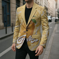 Hawaiian Mango Ukulele Blazer Retro Yellow Hibiscus Pikake Lei LT9 - Polynesian Pride