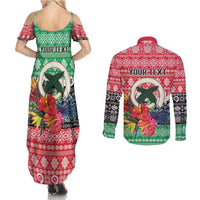 Personalised Vanuatu Joyeux Noel Couples Matching Summer Maxi Dress and Long Sleeve Button Shirt Proud To Be a Ni-Van Sand Drawing Art LT9 - Polynesian Pride