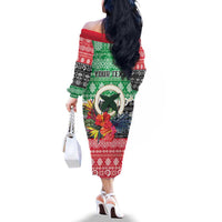 Personalised Vanuatu Joyeux Noel Family Matching Off The Shoulder Long Sleeve Dress and Hawaiian Shirt Proud To Be a Ni-Van Sand Drawing Art LT9 - Polynesian Pride