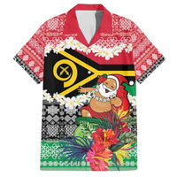Personalised Vanuatu Joyeux Noel Family Matching Off Shoulder Maxi Dress and Hawaiian Shirt Proud To Be a Ni-Van Sand Drawing Art LT9 Dad's Shirt - Short Sleeve Red - Polynesian Pride
