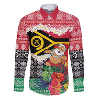 Personalised Vanuatu Joyeux Noel Family Matching Short Sleeve Bodycon Dress and Hawaiian Shirt Proud To Be a Ni-Van Sand Drawing Art LT9 Dad's Shirt - Long Sleeve Red - Polynesian Pride