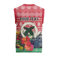 Personalised Vanuatu Joyeux Noel Christmas Knitted V-Neck Vest Proud To Be a Ni-Van Sand Drawing Art LT9 - Polynesian Pride