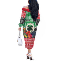 Personalised Vanuatu Joyeux Noel Off The Shoulder Long Sleeve Dress Proud To Be a Ni-Van Sand Drawing Art LT9 - Polynesian Pride