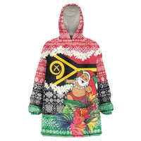 Personalised Vanuatu Joyeux Noel Wearable Blanket Hoodie Proud To Be a Ni-Van Sand Drawing Art LT9 One Size Red - Polynesian Pride