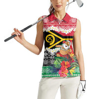 Personalised Vanuatu Joyeux Noel Women Sleeveless Polo Shirt Proud To Be a Ni-Van Sand Drawing Art LT9 - Polynesian Pride