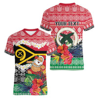 Personalised Vanuatu Joyeux Noel Women V-Neck T-Shirt Proud To Be a Ni-Van Sand Drawing Art LT9 - Polynesian Pride
