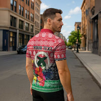 Personalised Vanuatu Joyeux Noel Zipper Polo Shirt Proud To Be a Ni-Van Sand Drawing Art - Polynesian Pride
