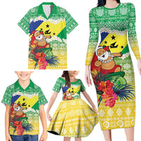 Personalised Malampa Joyeux Noel Family Matching Long Sleeve Bodycon Dress and Hawaiian Shirt Proud To Be a Ni-Van Sand Drawing Art LT9 - Polynesian Pride