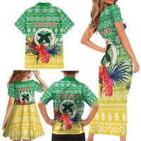 Personalised Malampa Joyeux Noel Family Matching Short Sleeve Bodycon Dress and Hawaiian Shirt Proud To Be a Ni-Van Sand Drawing Art LT9 - Polynesian Pride