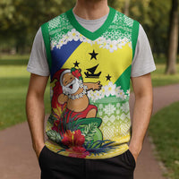 Personalised Malampa Joyeux Noel Christmas Knitted V-Neck Vest Proud To Be a Ni-Van Sand Drawing Art LT9 - Polynesian Pride