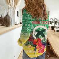 Personalised Malampa Joyeux Noel Women Casual Shirt Proud To Be a Ni-Van Sand Drawing Art LT9 - Polynesian Pride