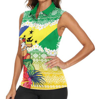 Personalised Malampa Joyeux Noel Women Sleeveless Polo Shirt Proud To Be a Ni-Van Sand Drawing Art LT9 - Polynesian Pride
