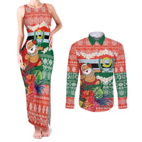 Personalised Penama Joyeux Noel Couples Matching Tank Maxi Dress and Long Sleeve Button Shirt Proud To Be a Ni-Van Sand Drawing Art LT9 Red - Polynesian Pride