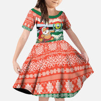 Personalised Penama Joyeux Noel Family Matching Off Shoulder Maxi Dress and Hawaiian Shirt Proud To Be a Ni-Van Sand Drawing Art LT9 Daughter's Dress Red - Polynesian Pride