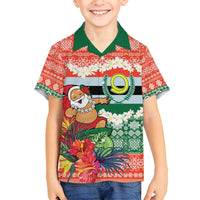 Personalised Penama Joyeux Noel Family Matching Off Shoulder Maxi Dress and Hawaiian Shirt Proud To Be a Ni-Van Sand Drawing Art LT9 Son's Shirt Red - Polynesian Pride