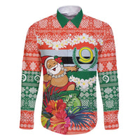 Personalised Penama Joyeux Noel Family Matching Short Sleeve Bodycon Dress and Hawaiian Shirt Proud To Be a Ni-Van Sand Drawing Art LT9 Dad's Shirt - Long Sleeve Red - Polynesian Pride