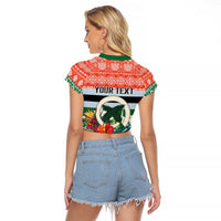 Personalised Penama Joyeux Noel Raglan Cropped T Shirt Proud To Be a Ni-Van Sand Drawing Art - Polynesian Pride