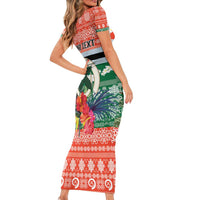 Personalised Penama Joyeux Noel Short Sleeve Bodycon Dress Proud To Be a Ni-Van Sand Drawing Art LT9 - Polynesian Pride